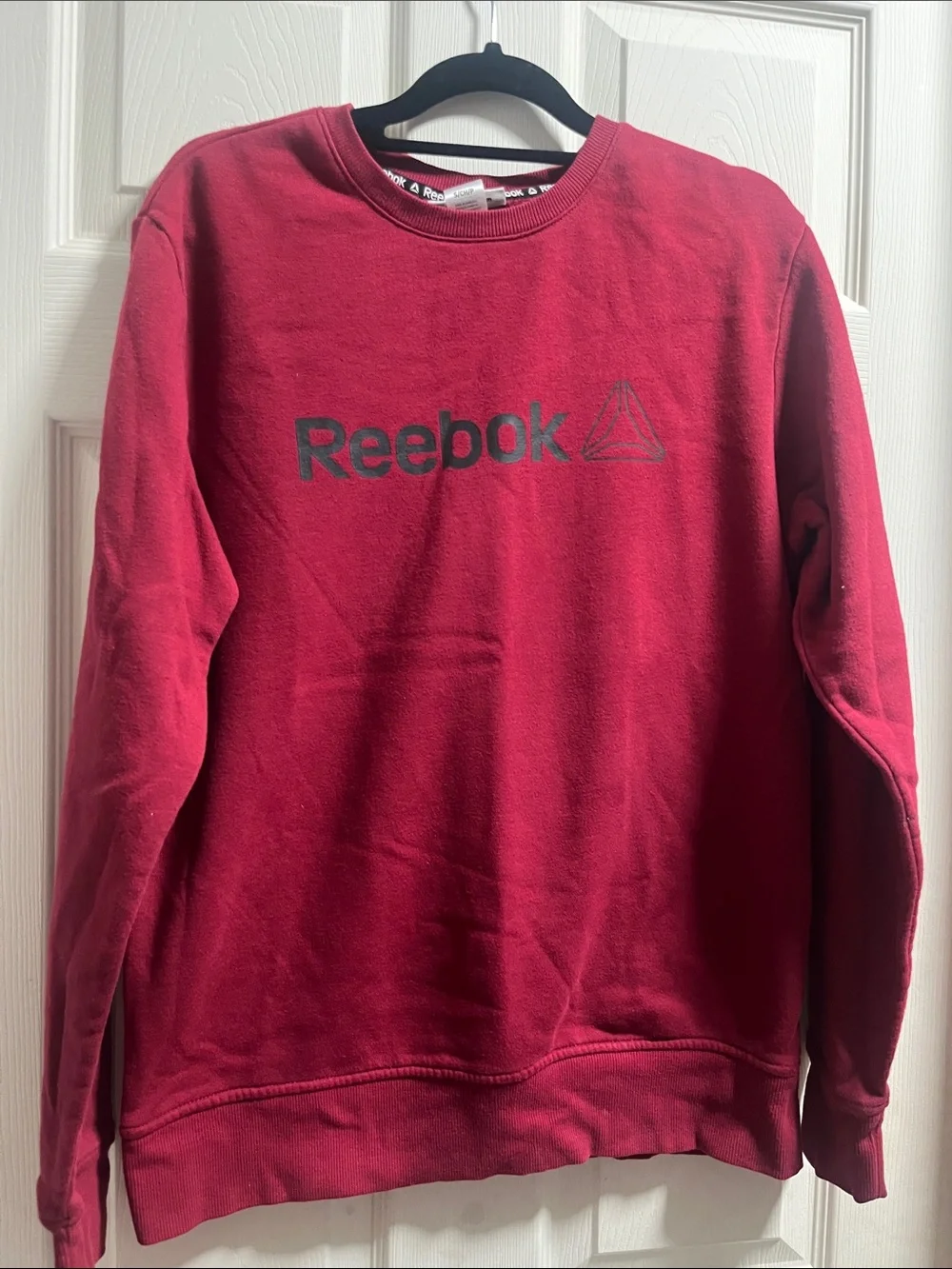 Reebok Men's Deep Red Crewneck Sweatshirt with Logo